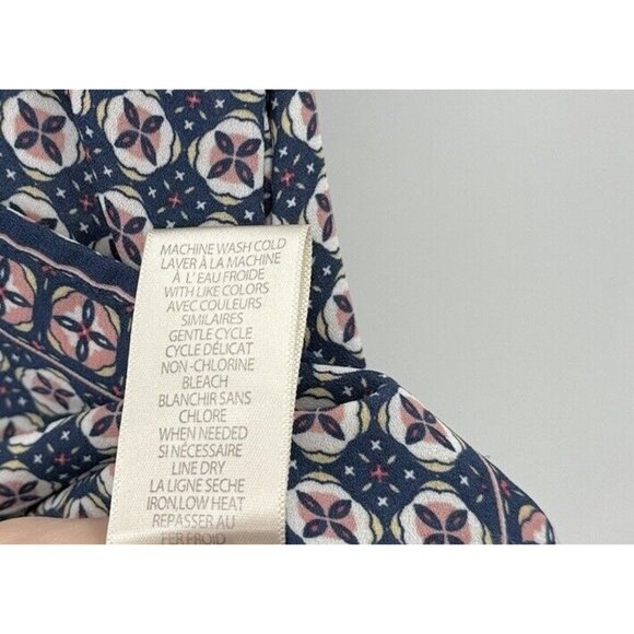 Max Studio‎ Blue & Pink Faux Wrap Hi Low Chiffon Blouse Sm, Boho, Preppy, Office - Picture 7 of 10